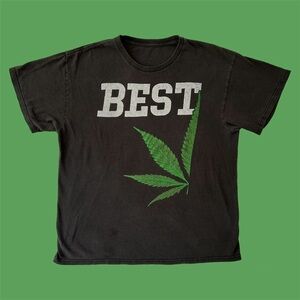 Best Buds Cannabis Marijuana Short Sleeve Distressed Faded Black Medium